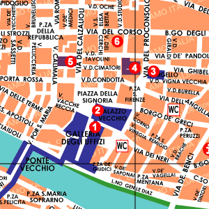 피렌체의 시툐리나 광장 주변의 지도